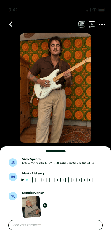 A delivered Echo memory with family comments and voice replies